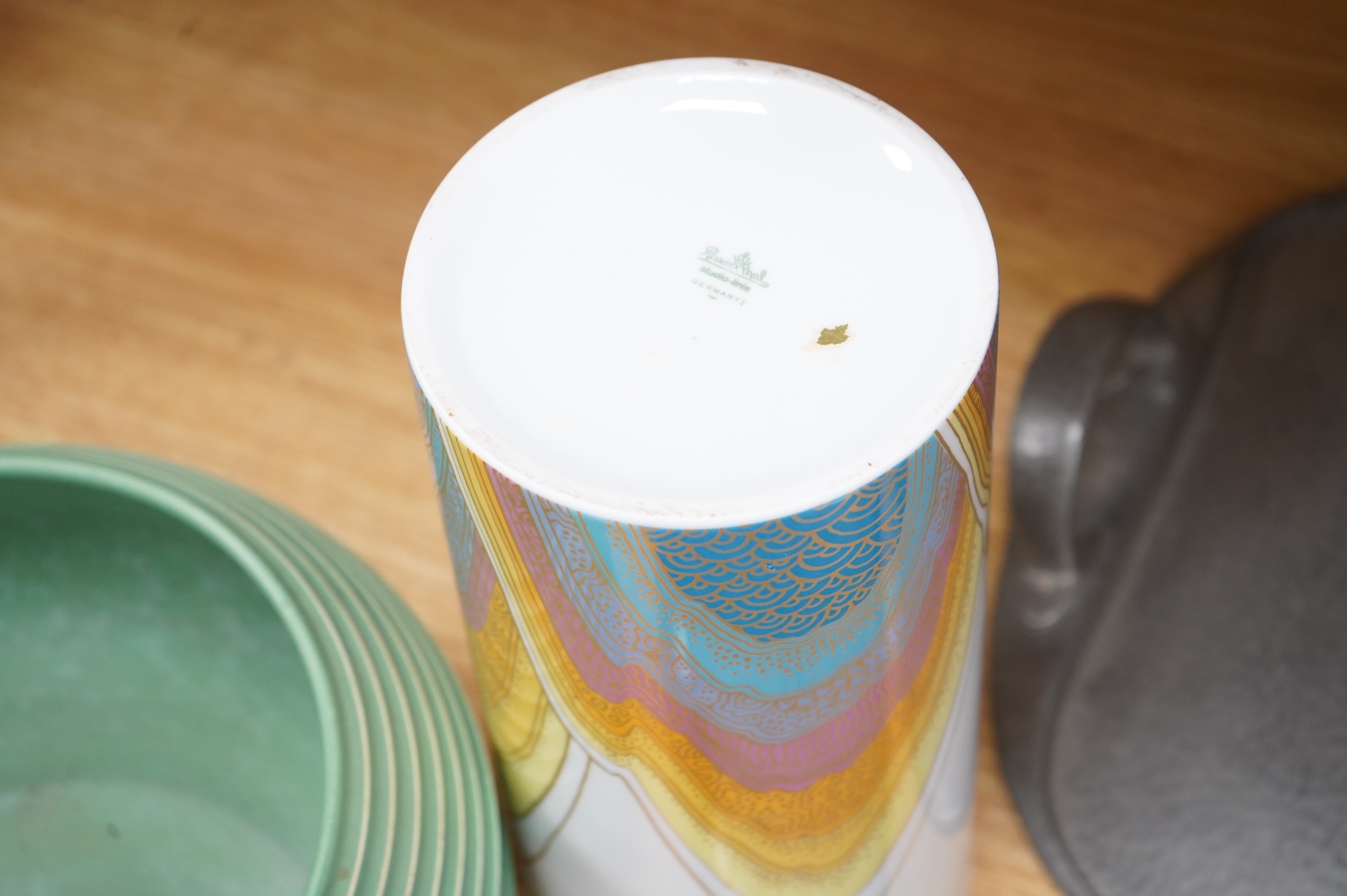 A 1970’s Rosenthal studio line cylindrical vase designed by Rosamunde Nairac, 25cm high